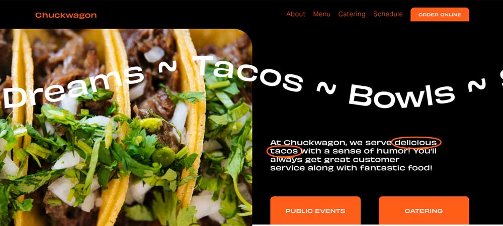 Squarespace Food site